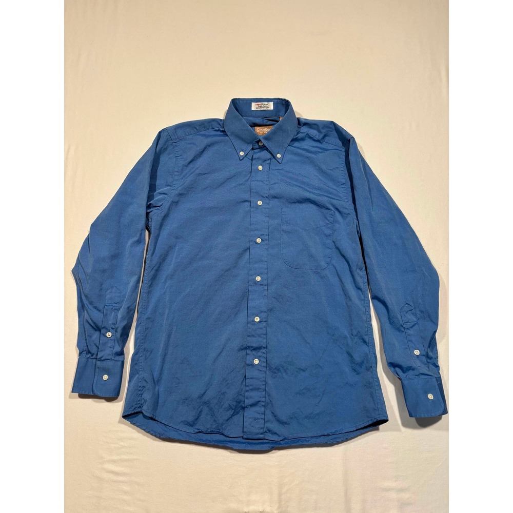 Gitman Bros Mens Blue TTX Pinpoint 2x2 Cotton Oxford Shirt 15 33 Made in USA
